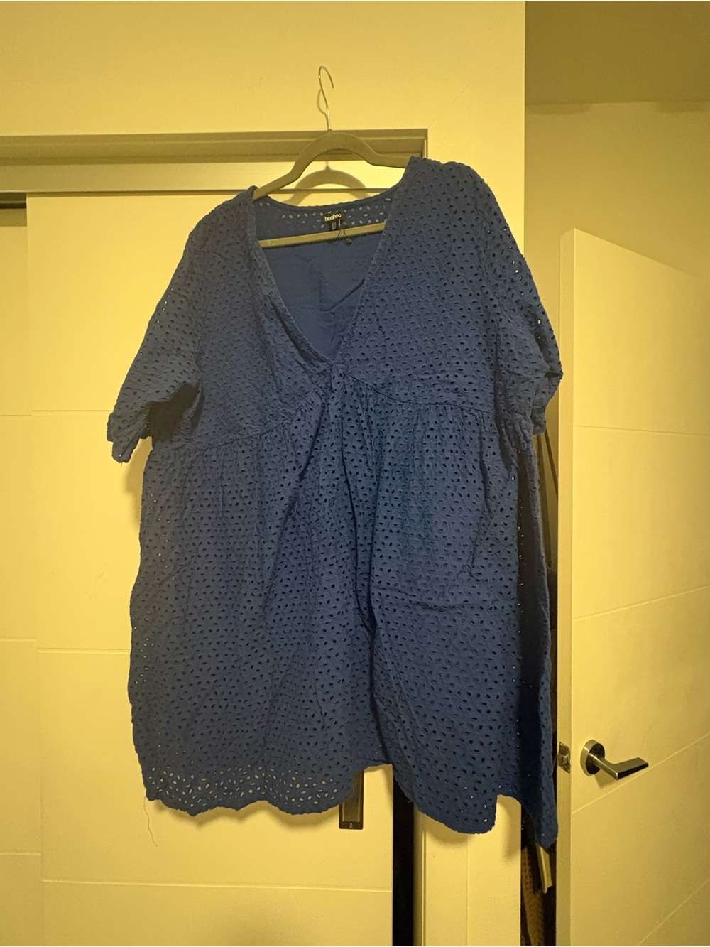 *4 for $30* Eyelet V-Neck Plus-Size Dress in Deep Blue